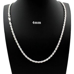 Vintage 24" 4mm 925 Sterlikg Silver Italy Rope Chain
